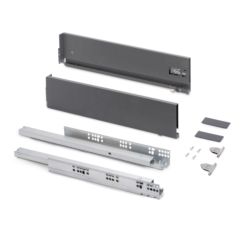 Emuca Cajón exterior Vertex con regulación 3D de altura 131mm, 40kg, espesor de tablero de 18mm, profundidad 450mm, Acero, Gris antracita