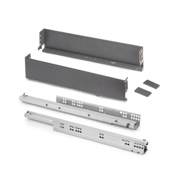 Emuca Cajón exterior Simplex 25kg de altura 88mm, profundidad 490mm, Acero, Gris antracita