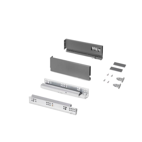 Emuca Cajón exterior Protone 30kg con guías de extracción total y cierre suave, Altura 93mm, profundidad 270mm, Acero, Gris antracita