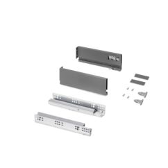 Emuca Cajón exterior Protone 30kg con guías de extracción total y cierre suave, Altura 93mm, profundidad 270mm, Acero, Gris antracita