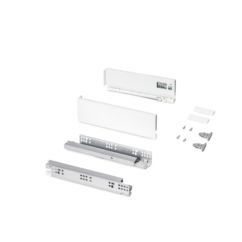 Emuca Cajón exterior Protone 30kg con guías de extracción total y cierre suave, Altura 93mm, profundidad 300mm, Acero, Pintado blanco