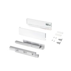 Emuca Cajón exterior Protone 30kg con guías de extracción total y cierre suave, Altura 93mm, profundidad 350mm, Acero, Pintado blanco