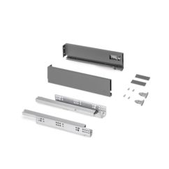 Emuca Cajón exterior Protone 30kg con guías de extracción total y cierre suave, Altura 93mm, profundidad 350mm, Acero, Gris antracita