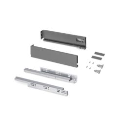 Emuca Cajón exterior Protone 30kg con guías de extracción total y cierre suave, Altura 93mm, profundidad 400mm, Acero, Gris antracita