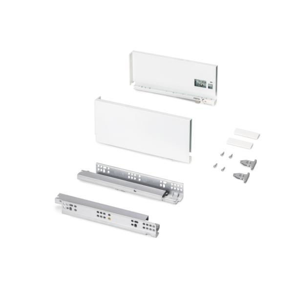 Emuca Cajón exterior Protone 30kg con guías de extracción total y cierre suave, Altura 131mm, profundidad 300mm, Acero, Pintado blanco