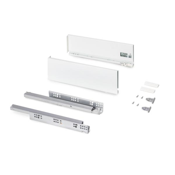 Emuca Cajón exterior Protone 30kg con guías de extracción total y cierre suave, Altura 131mm, profundidad 400mm, Acero, Pintado blanco