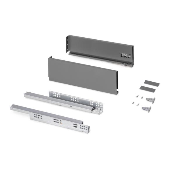Emuca Cajón exterior Protone 30kg con guías de extracción total y cierre suave, Altura 131mm, profundidad 400mm, Acero, Gris antracita