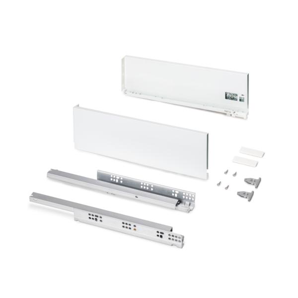Emuca Cajón exterior Protone 30kg con guías de extracción total y cierre suave, Altura 131mm, profundidad 450mm, Acero, Pintado blanco