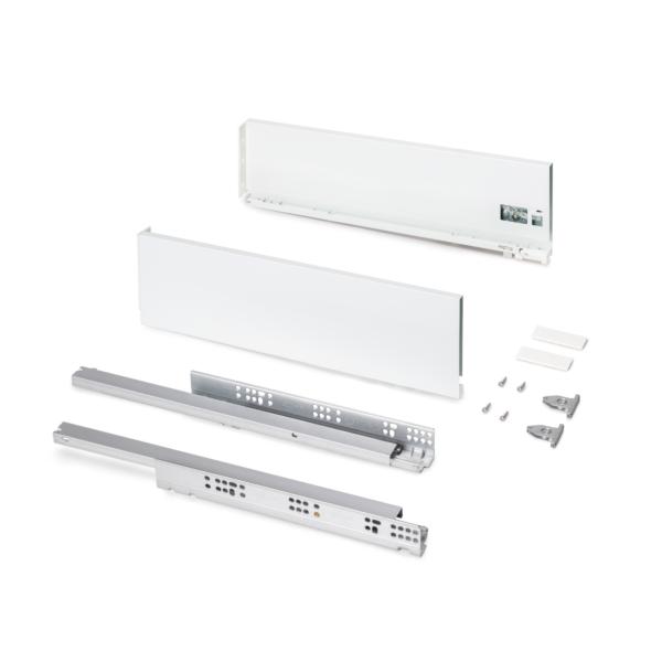 Emuca Cajón exterior Protone 30kg con guías de extracción total y cierre suave, Altura 131mm, profundidad 500mm, Acero, Pintado blanco