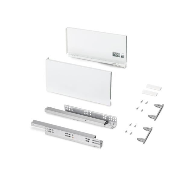 Emuca Cajón exterior Protone 30kg con guías de extracción total y cierre suave, Altura 178mm, profundidad 350mm, Acero, Pintado blanco