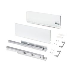 Emuca Cajón exterior Protone 30kg con guías de extracción total y cierre suave, Altura 178mm, profundidad 500mm, Acero, Pintado blanco