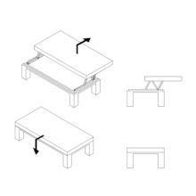 Emuca Jeu de ensemble de mécanismes de levage pour table basse, permet de lever la table de 135mm, Acier, Peint en noir - Item12