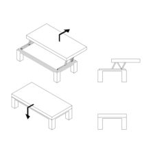 Emuca Juego de mecanismos elevables para mesas de centro, permite elevar la mesa 135mm, Acero, Pintado negro - Ítem3