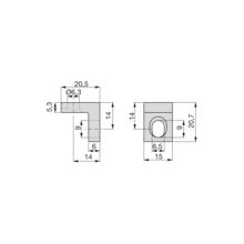 Emuca Lot de 50 équerres de raccordement pour meubles, 20,5x20,7mm, 2 trous, zamak, nickelé - Item3