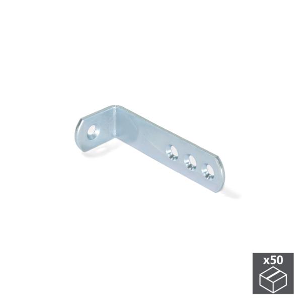 Emuca Escuadra de unión para muebles, 70 x 22,5 mm, 4 agujeros, Acero, Cincado, 50 ud.