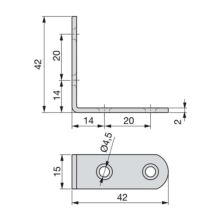 Emuca Lot de 50 équerres de raccordement pour meubles, 42x42mm, 4 trous, Acier, zingué - Item3