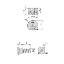 Emuca Enganche de unión para estantes, D. 20 mm, 13 mm, + Pernos D. 6 mm, Plástico y acero, Blanco, 20 ud. - Ítem1