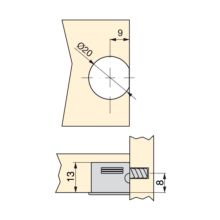 Emuca Enganche de unión para estantes, D. 20 mm, 13 mm, + Pernos D. 6 mm, Plástico y acero, Blanco, 20 ud. - Ítem2