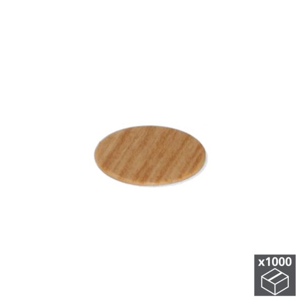 Lote de 1.000 tapas adhesivas Emuca D. 13 mm en acabado efecto roble