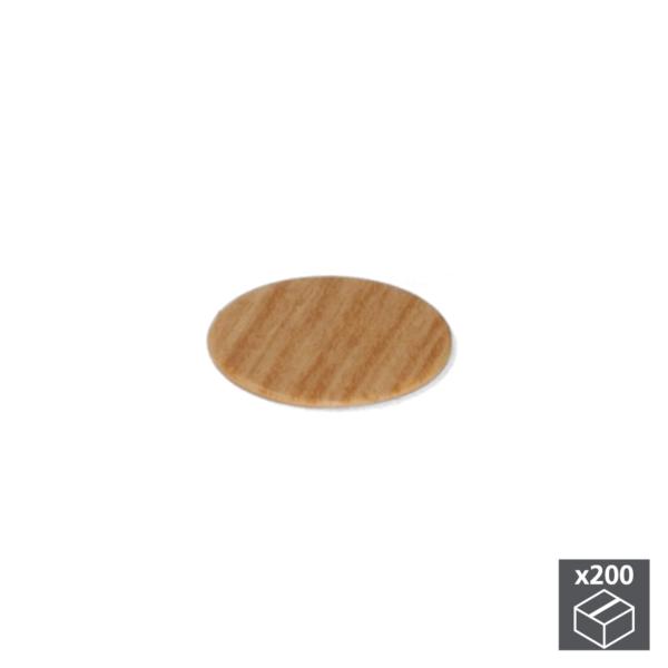 Lote de 200 tapas adhesivas Emuca D. 13 mm en acabado efecto roble