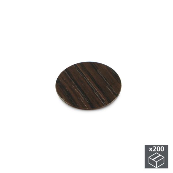 Lote de 200 tapas adhesivas Emuca D. 13 mm en acabado efecto wengué