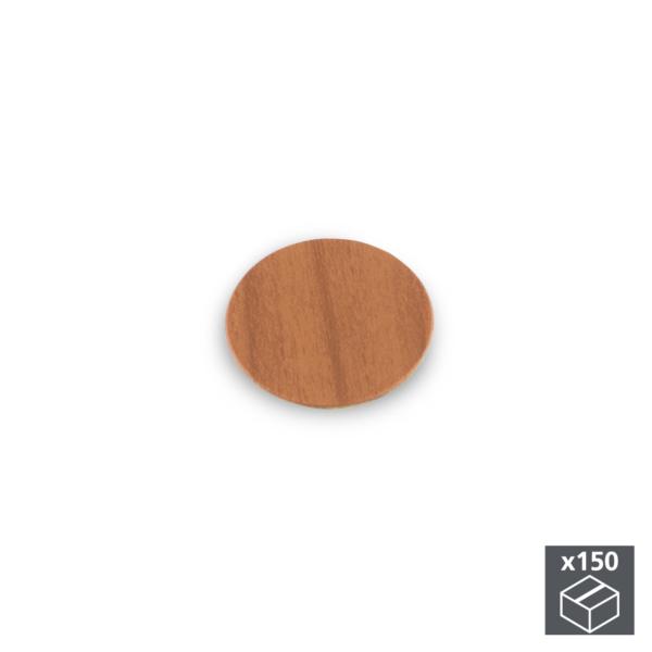 Lote de 150 tapas adhesivas Emuca D. 20 mm en acabado efecto cerezo