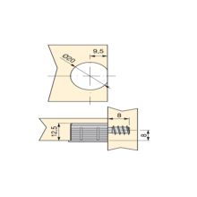 Emuca Lote de 20 enganches y pernos para la fijación estantes, Enganches diámetro 20mm, 12.5mm, Pernos diámetro 6mm, 8mm, Zamak y Acero, Niquelado - Ítem3