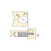 Emuca Lot de 20 attaches et goujons pour fixation de tablette, Attaches diamètre 20mm, 12.5mm, goujons diamètre 6mm, 11mm, Zamak et Acier, Nickelé - Item4