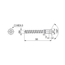 Emuca Lote de 500 tornillos autorroscantes, cabeza plana Allen, diámetro 5mm, 50mm, Acero, Cincado - Ítem3