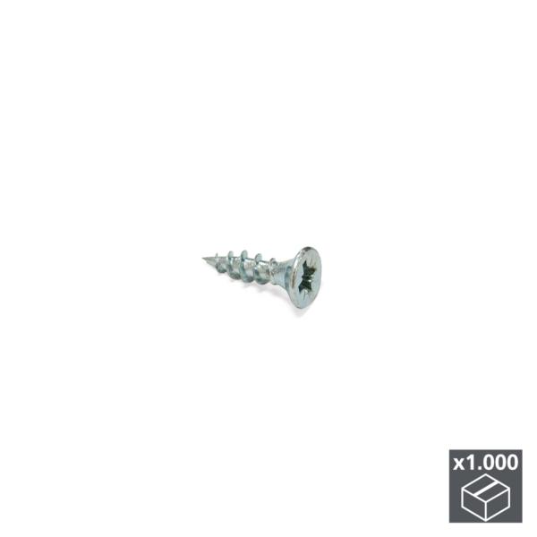 Lote de 1.000 tornillos autorroscantes XZ Emuca D. 3,5 x 16 mm con cabeza plana Pozidrive