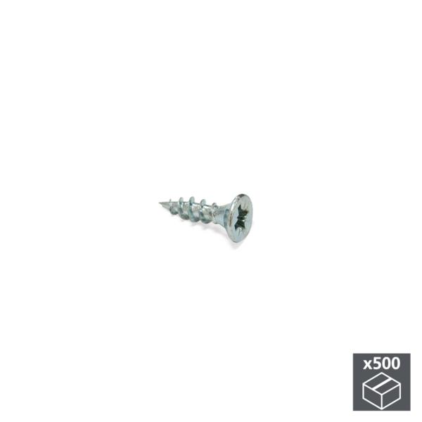 Lote de 500 tornillos autorroscantes XZ Emuca D. 4 x 20 mm con cabeza plana Pozidrive