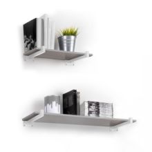 Emuca Jeu de supports pour étagères en bois Shelf droit avec tube carré, Acier, Peint en blanc - Item2