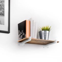 Emuca Jeu de supports pour étagères en bois Shelf droit avec tube carré, Acier, Peint en blanc