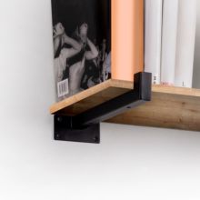 Emuca Jeu de supports pour étagères en bois Shelf droit avec tube carré, Acier, Peint en noir - Item1