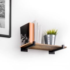 Emuca Jeu de supports pour étagères en bois Shelf droit avec tube carré, Acier, Peint en noir