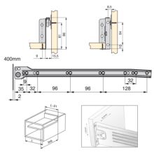 Emuca Kit cajón de cocina Ultrabox, altura 86 mm, prof. 400 mm, Acero, Gris metalizado - Ítem1