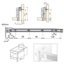 Emuca Kit cajón de cocina Ultrabox, altura 118 mm, prof. 400 mm, Acero, Gris metalizado - Ítem1