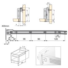 Emuca Kit cajón de cocina Ultrabox, altura 150 mm, prof. 400 mm, Acero, Gris metalizado - Ítem1