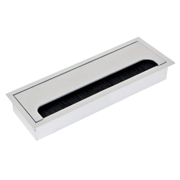 Emuca Pasacables mesa, rectangular, 269 x 80 mm, para encastrar, Aluminio, Anodizado mate