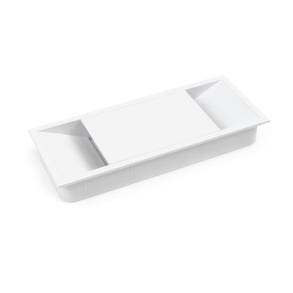 Emuca Passe-câbles table, rectangulaire, 152 x 61 mm, pour encastrer, Plastique, Blanc