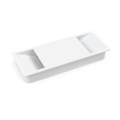 Emuca Passe-câbles table, rectangulaire, 152 x 61 mm, pour encastrer, Plastique, Blanc - Item