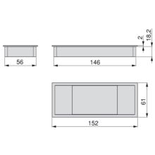Emuca Passe-câbles table, rectangulaire, 152 x 61 mm, pour encastrer, Plastique, Noir - Item2