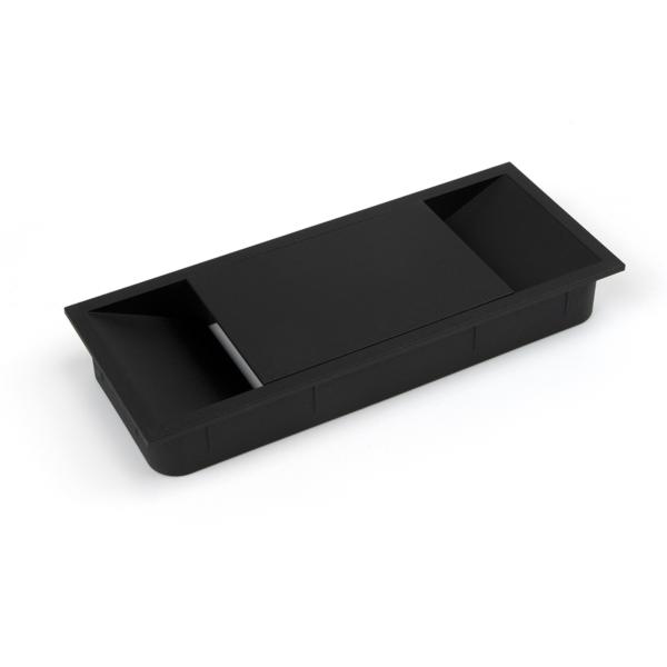 Emuca Passe-câbles table, rectangulaire, 152 x 61 mm, pour encastrer, Plastique, Noir