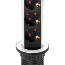 Emuca Multiconector extraíble Vertikal, 3 enchufes tipo Schuko, 1 USB tipo A, 2 USB tipo C, Plástico y Aluminio, Pintado blanco - Ítem2