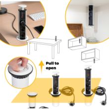 Emuca Multiconector extraíble Vertikal, 3 enchufes tipo Schuko, 1 USB tipo A, 2 USB tipo C, Plástico y Aluminio, Pintado blanco - Ítem8