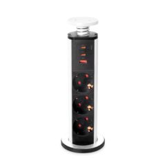 Emuca Multiconector extraíble Vertikal, 3 enchufes tipo Schuko, 1 USB tipo A, 2 USB tipo C, Plástico y Aluminio, Pintado blanco