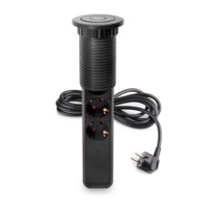 Emuca Multiconnecteur élevable Vertikal, 3 prises de type Schuko, 1 port USB de type A, 2 ports USB de type C, Plastique et Aluminium, Peint en noir - Item4