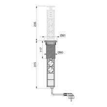Emuca Multiconector extraíble Vertikal, 3 enchufes tipo Schuko, 1 USB tipo A, 2 USB tipo C, Plástico y Aluminio, Gris metalizado - Ítem14