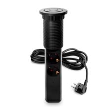 Emuca Multiconector extraíble Vertikal, 3 enchufes tipo Schuko, 1 USB tipo A, 2 USB tipo C, Plástico y Aluminio, Gris metalizado - Ítem4