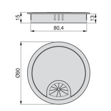 Emuca Couvercle passe-câbles circulaire, D. 80 mm, à encastrer, Zamak, Chromé mat - Item1